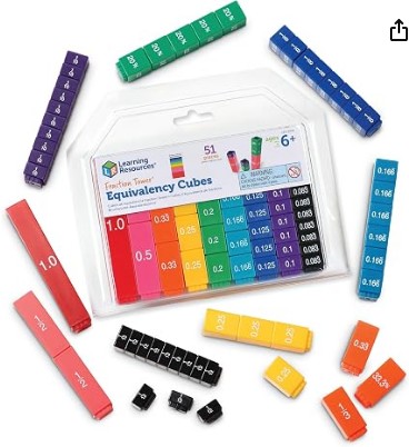 Learning Resources Fraction Tower Equivalency Cubes, Ages 6+, 51 Pieces